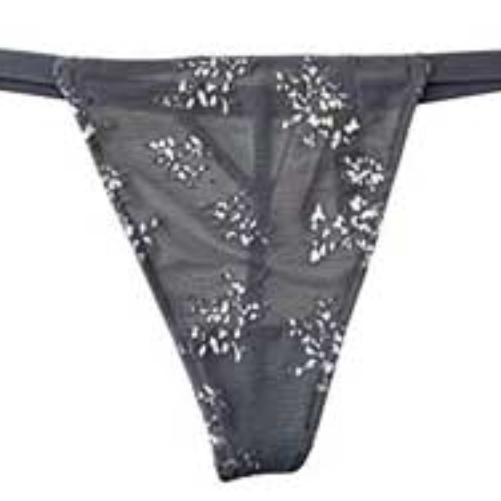 Very Sexy GRAYSILVER FLORALMESH V-String Panty